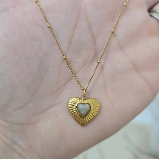 Cadena corazon labradorita