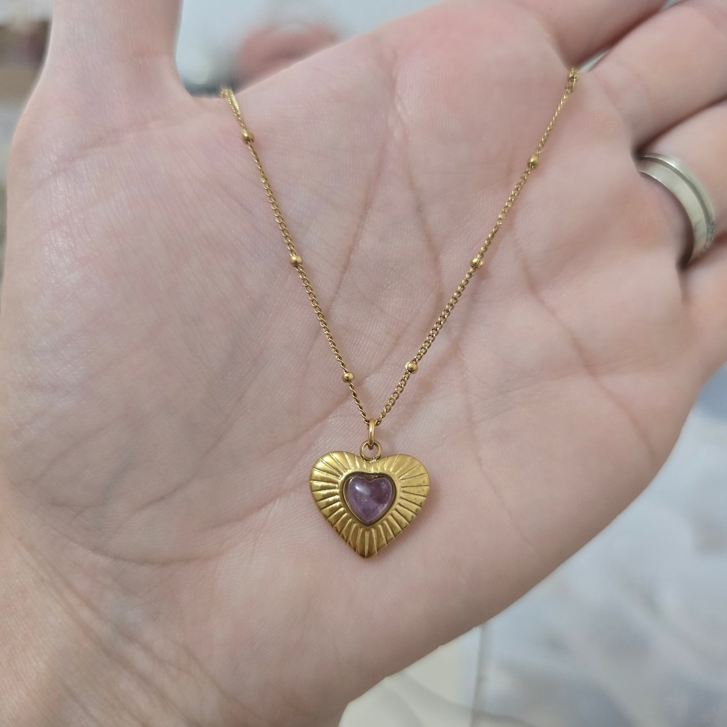 Cadena corazon de amatista