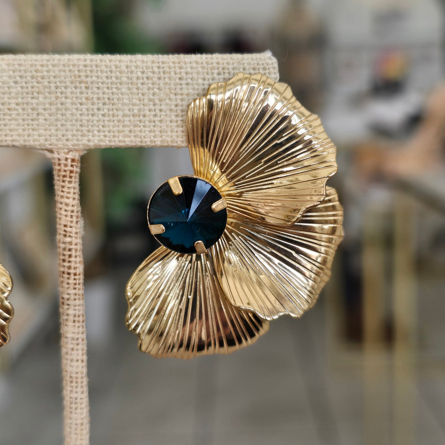 Aretes flor cristal verde