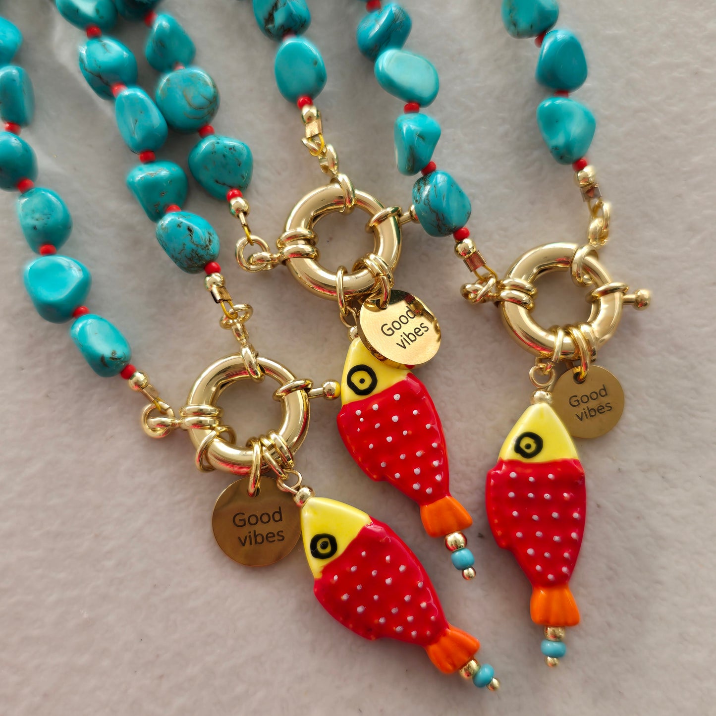 Collar turquesa pez colores