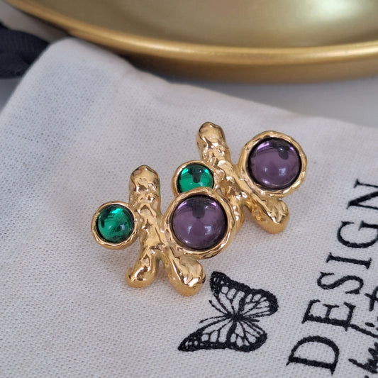GREEN AND PURPLE EARRINGS