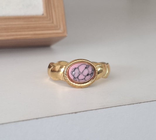 Anillo imitacion cuarzo rosa