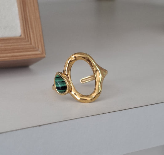 Anillo imitacion malaquita con aro