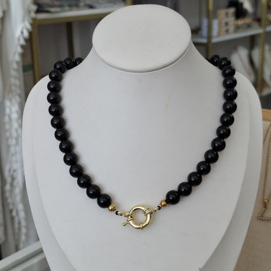 Collar broche marinero obsidiana