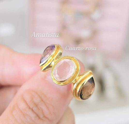 Anillo triple cuarzos